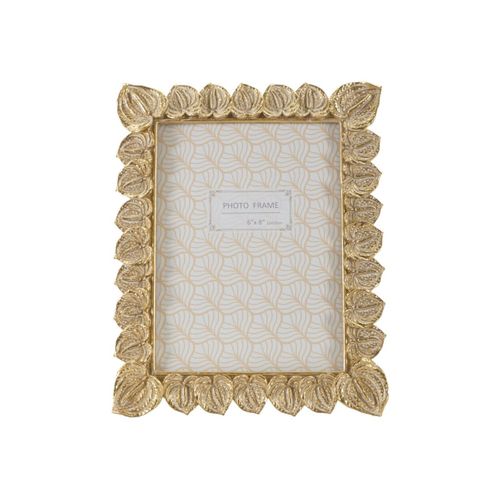 Cadre Photo Déco Pétales De Fleurs "anthurium" 15x20cm Doré