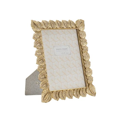 Cadre Photo Déco Pétales De Fleurs "anthurium" 15x20cm Doré