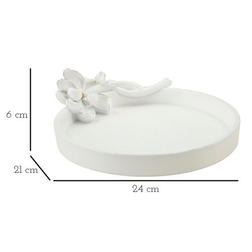 Vide-poche Déco En Résine "magnolia" 24cm Blanc