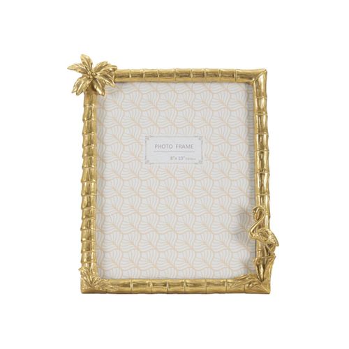 Cadre Photo Déco Palmier "flamant Rose" 20x25cm Doré