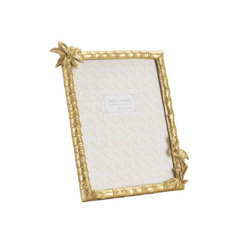 Cadre Photo Déco Palmier "flamant Rose" 20x25cm Doré