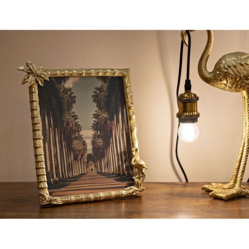Cadre Photo Déco Palmier "flamant Rose" 20x25cm Doré