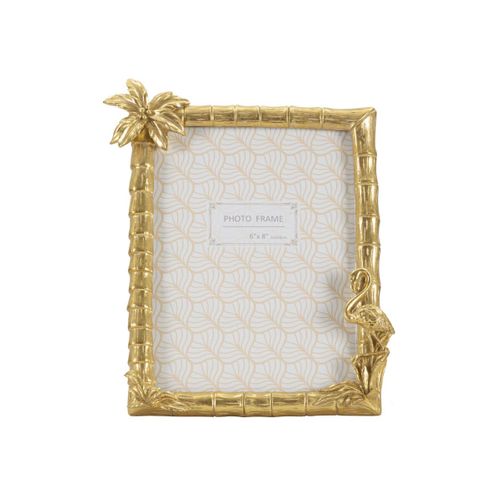 Cadre Photo Déco Palmier "flamant Rose" 15x20cm Doré