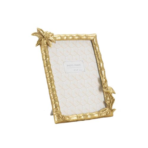 Cadre Photo Déco Palmier "flamant Rose" 15x20cm Doré