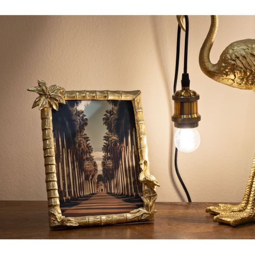 Cadre Photo Déco Palmier "flamant Rose" 15x20cm Doré