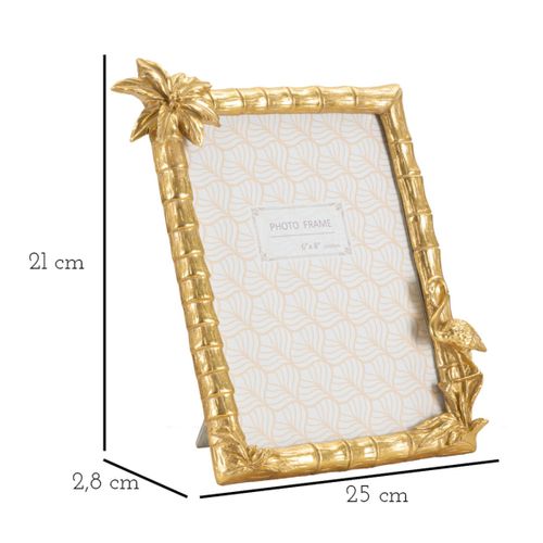 Cadre Photo Déco Palmier "flamant Rose" 15x20cm Doré