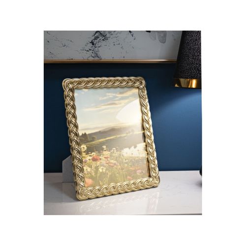 Cadre Photo Déco Tressé "rope" 20x25cm Doré