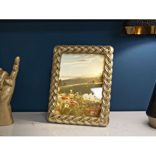 Cadre Photo Déco Tressé "rope" 15x20cm Doré