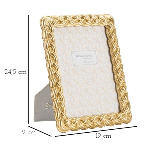 Cadre Photo Déco Tressé "rope" 15x20cm Doré