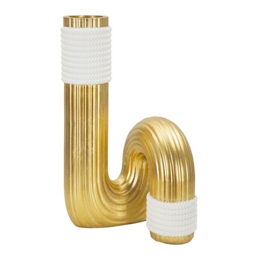 Vase Design En Résine "bann" 25cm Doré