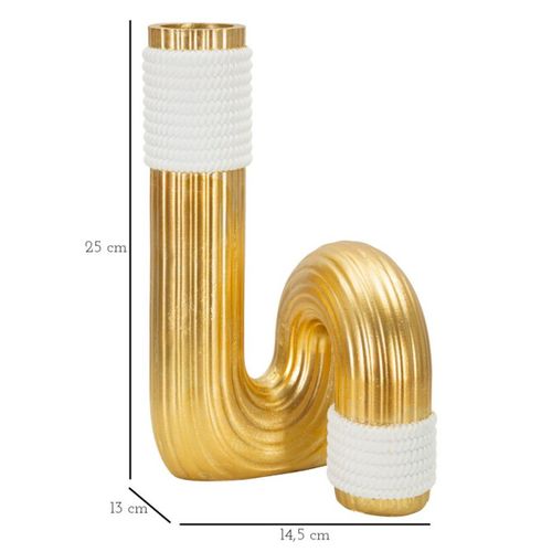 Vase Design En Résine "bann" 25cm Doré