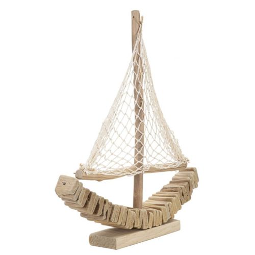 Bateau Voilier Déco En Bois "tanoak" 45cm Naturel