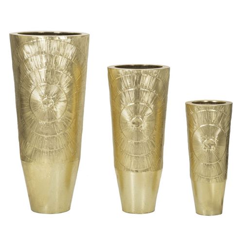 Lot De 3 Vases En Métal "goldely" 114cm Doré