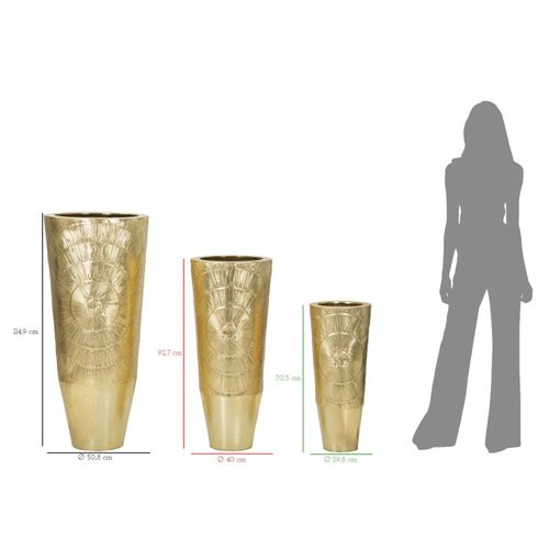 Lot De 3 Vases En Métal "goldely" 114cm Doré
