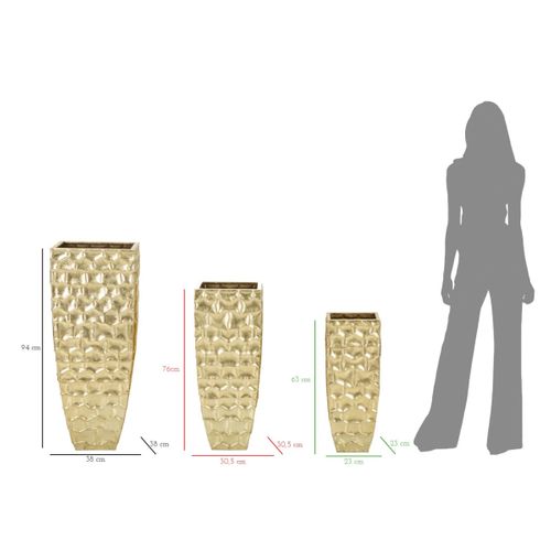 Lot De 3 Vases En Métal "glody" 94cm Doré