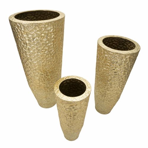 Lot De 3 Vases En Métal "glasy" 114cm Doré