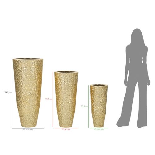 Lot De 3 Vases En Métal "glasy" 114cm Doré