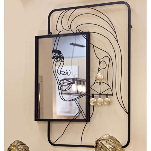 Miroir Mural Design "éleanor" 85cm Noir