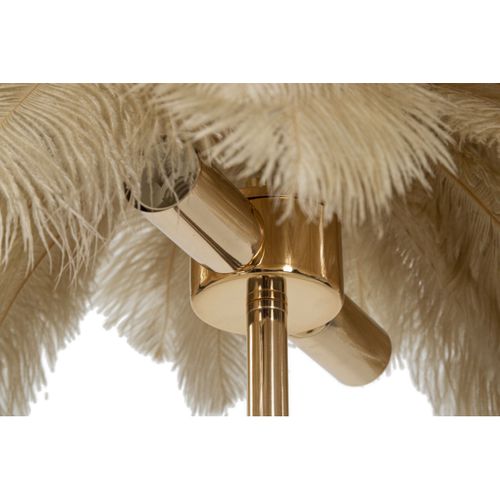 Lampe à Poser Imitation Plume "palm" 60cm Or et Camel