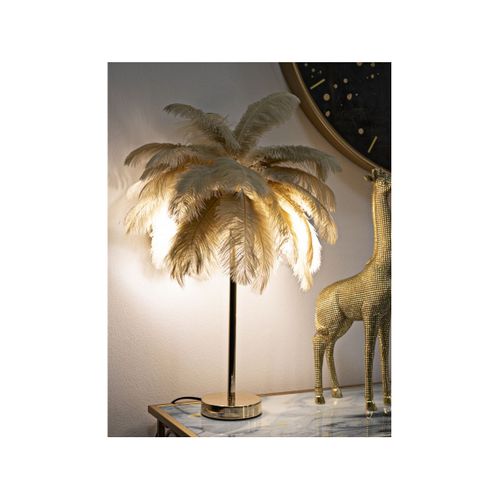 Lampe à Poser Imitation Plume "palm" 60cm Or et Camel