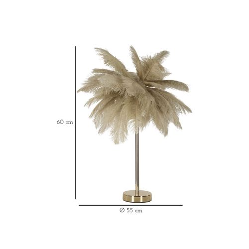 Lampe à Poser Imitation Plume "palm" 60cm Or et Camel