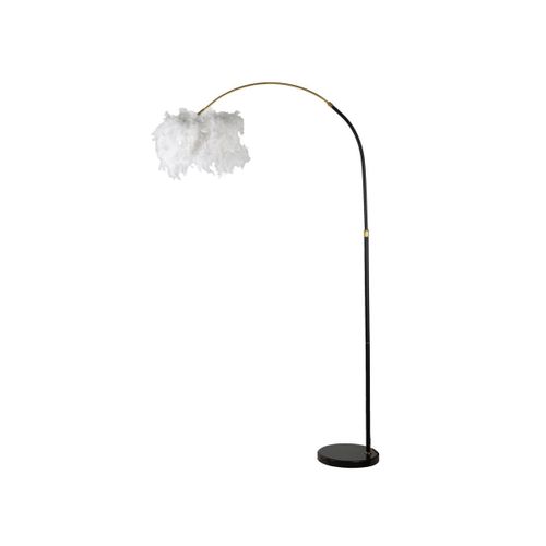 Lampadaire Imitation Plume "arc" 180cm Blanc et Noir
