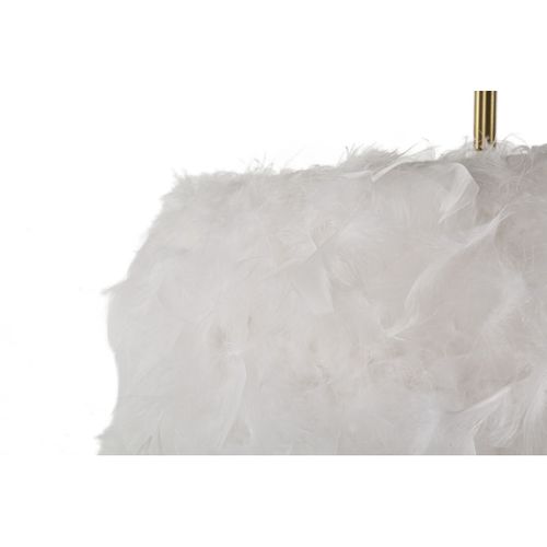 Lampadaire Imitation Plume "semi Arc" 170cm Doré et Blanc