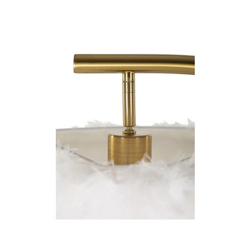 Lampadaire Imitation Plume "semi Arc" 170cm Doré et Blanc