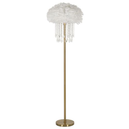 Lampadaire Imitation Plume "diamon" 165cm Or et Blanc