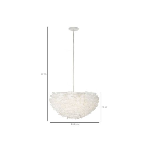 Lampe Suspension Déco "imitation Plume" 60cm Blanc