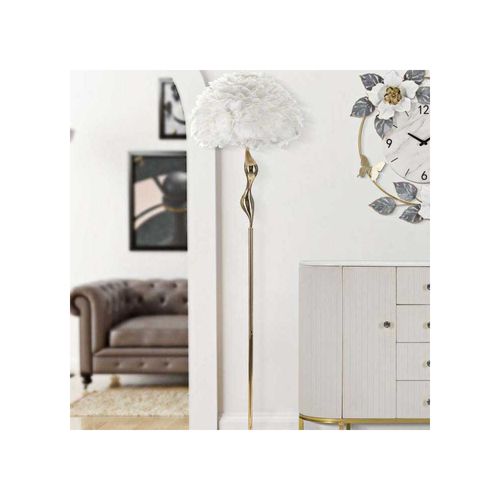 Lampadaire En Métal Abat-jour Plumes Slim 50 X 165 Cm