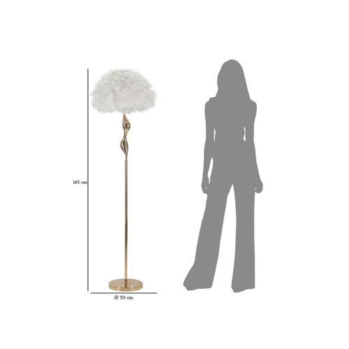 Lampadaire En Métal Abat-jour Plumes Slim 50 X 165 Cm