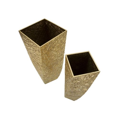 Lot De 2 Vases En Métal "squer" 90cm Doré