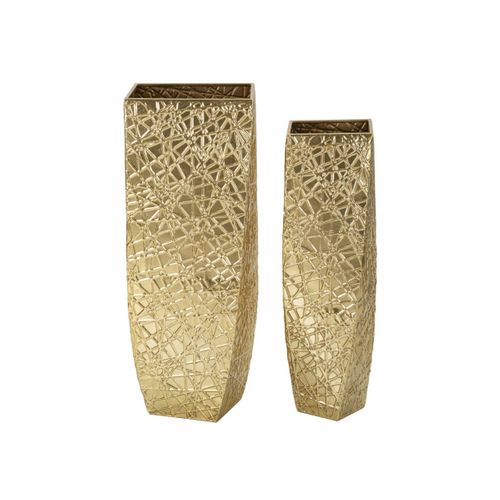 Lot De 2 Vases En Métal "squer" 90cm Doré