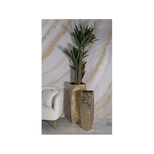 Lot De 2 Vases En Métal "squer" 90cm Doré