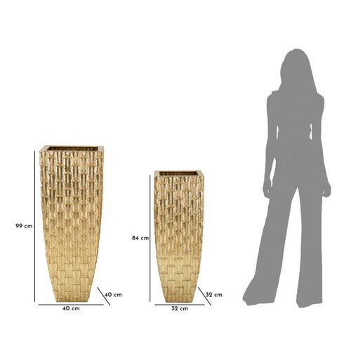 Lot De 2 Vases En Métal "gliss" 99cm Doré