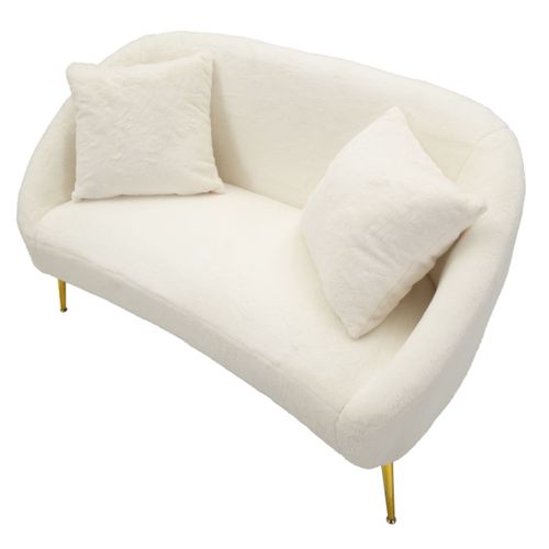 Canapé 2 Places Imitation Fourrure "soffy" 137cm Blanc et Doré