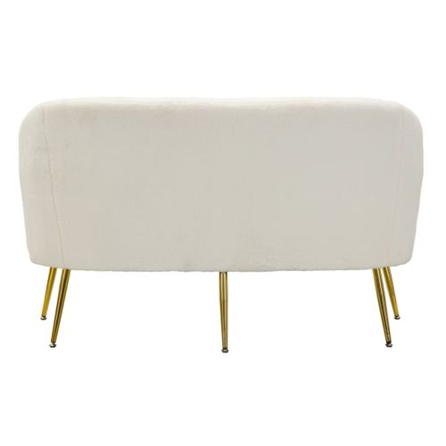 Canapé 2 Places Imitation Fourrure "soffy" 137cm Blanc et Doré