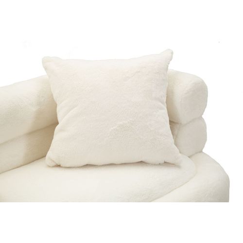 Canapé 2 Places Imitation Fourrure "soffy+" 133cm Blanc et Doré