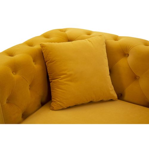 Canapé 2 Places En Velours Capitonné "emy" 162cm Moutarde