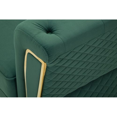 Canapé 2 Places En Velours Capitonné "emy" 162cm Vert