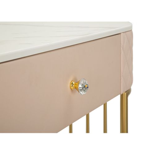 Coiffeuse Avec Pouf Effet Marbre "sharon" 120 Rose et Or