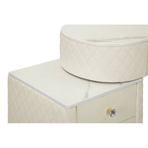 Coiffeuse Avec Pouf Effet Marbre "sharon" 120 Blanc et Or