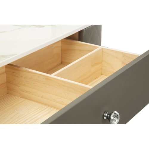 Coiffeuse Avec Pouf Effet Marbre "sharon" 120 Gris et Argent