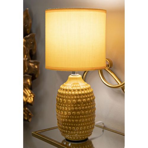 Lampe à Poser En Céramique Points 15 X 30.5 Cm Moutarde