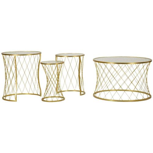 Set Table Basse Et 3 Tables D'appoints En Métal Noah Doré