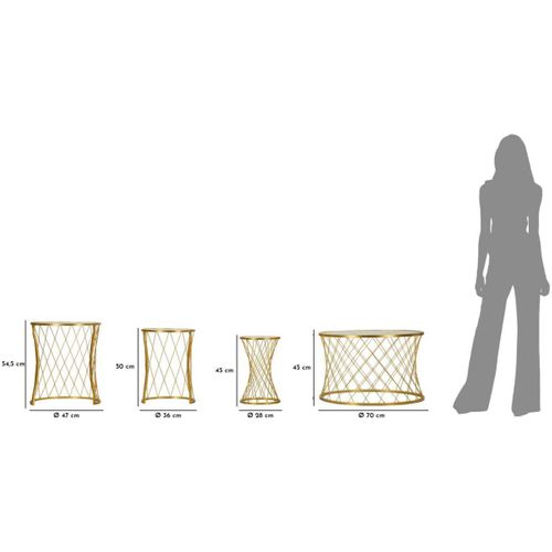 Set Table Basse Et 3 Tables D'appoints En Métal Noah Doré