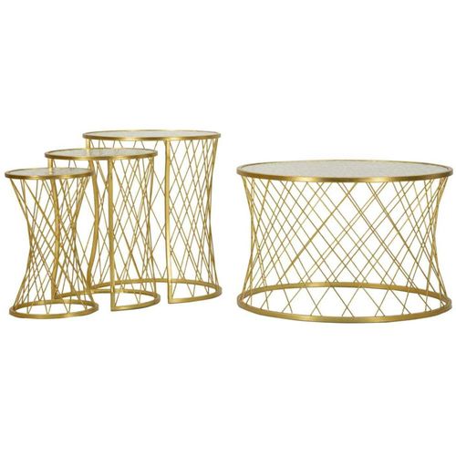 Set Table Basse Et 3 Tables D'appoints En Métal Noah Doré