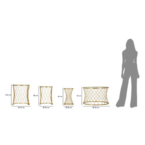 Set Table Basse Et 3 Tables D'appoints En Métal Noah Doré