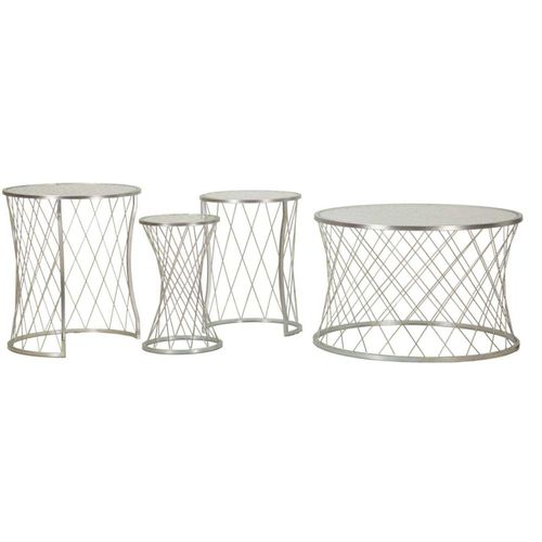Set Table Basse Et 3 Tables D'appoints En Métal Noah Argent
